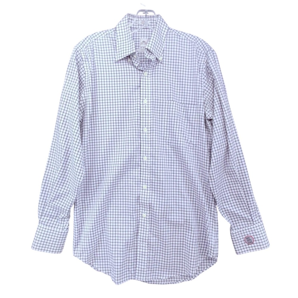 Peter Millar Shirt Mens S White Navy Check Long Sleeve Button Up Nanoluxe Top